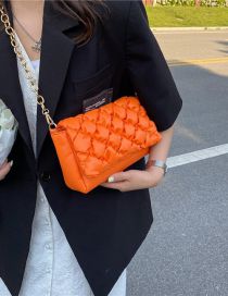 Fashion Orange Pu Rhombus Flap Crossbody Bag