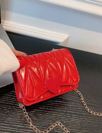 Fashion Red Pvc Embroidered Thread Heart Flap Crossbody Bag