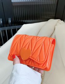 Fashion Orange Pvc Embroidered Thread Heart Flap Crossbody Bag
