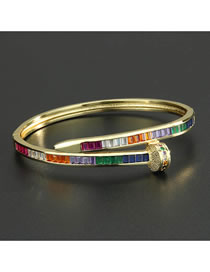 Fashion Gold Brass Diamond Geometric Nail Bracelet