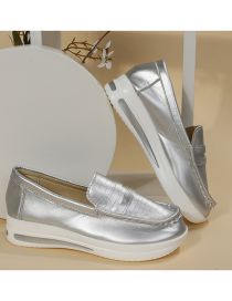 Fashion Silver Color Block Round Toe Low-top Shoes