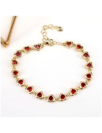 Fashion Red Metal Heart Zirconium Bracelet