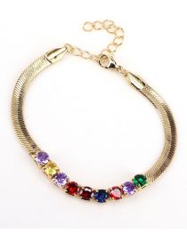 Fashion Color Square Zirconium Snake Bracelet In Metal