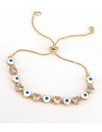 Fashion White Metal Zirconium Heart Eye Drip Bracelet