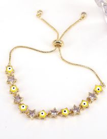 Fashion Yellow Metal Zirconium Star Eye Drip Bracelet