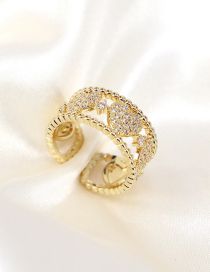 Fashion White Brass Zirconium Heart Open Ring
