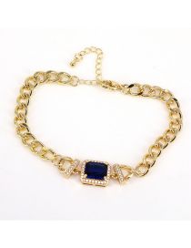 Fashion Navy Blue Square Zirconium Bracelet In Metal