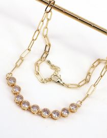 Fashion Round Brass Set Round Zirconium Chain Necklace