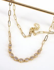 Fashion Oval Bronze Oval Zirconium Chain Necklace