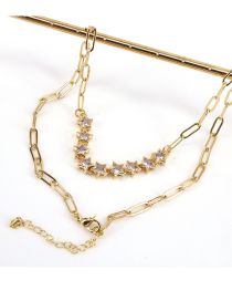Fashion Star Bronze Star Zirconium Chain Necklace