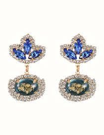 Fashion Blue Alloy Diamond Geometric Stud Earrings
