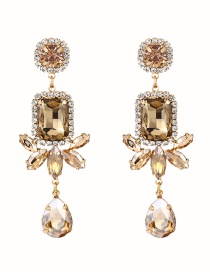 Fashion Champagne Alloy Diamond Geometric Drop Earrings