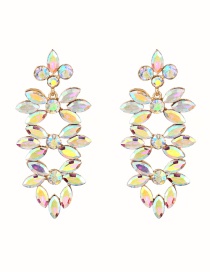 Fashion Ab Color Alloy Diamond Water Drop Flower Stud Earrings