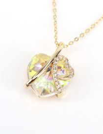 Fashion Colorful Bronze Zirconium Heart Necklace