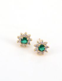 Fashion 3# Copper Diamond Round Stud Earrings