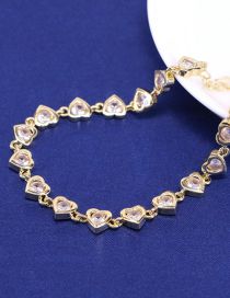 Fashion 1# Metal Zirconium Heart Bracelet