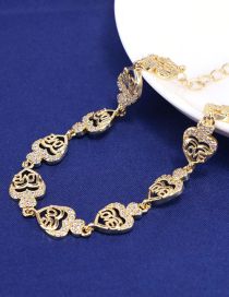 Fashion 4# Metal Zirconium Heart Bracelet