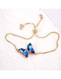 Fashion Blue Pure Copper Glass Butterfly Bracelet
