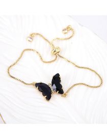 Fashion Black Pure Copper Glass Butterfly Bracelet
