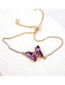 Fashion Purple-2 Pure Copper Glass Butterfly Bracelet