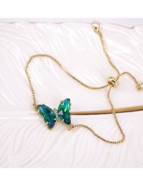 Fashion Green Pure Copper Glass Butterfly Bracelet