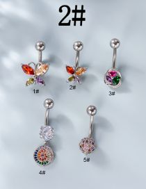 Fashion 2# Stainless Steel Inlaid Zirconium Butterfly Geometric Piercing Navel Nails