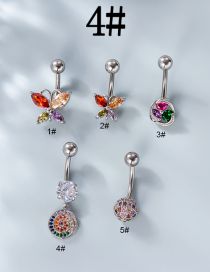 Fashion 4# Stainless Steel Inlaid Zirconium Butterfly Geometric Piercing Navel Nails