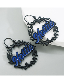 Fashion Blue Alloy Drop Oil Geometric Letter Stud Earrings