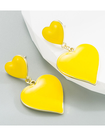 Fashion Yellow Alloy Drip Oil Love Stud Earrings
