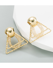 Fashion Gold Alloy Hollow Mesh Geometric Stud Earrings