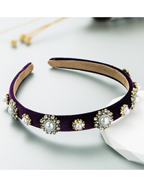 Fashion Purple Fleece And Diamond Geometric Wide-brimmed Headband