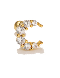 Fashion 369 Gold Brass Inlaid Zirconium Screw Ball Piercing Stud Earrings