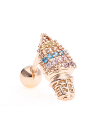 Fashion 180 Rose Gold Brass Inlaid Zirconium Screw Ball Piercing Stud Earrings