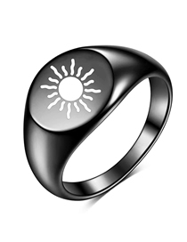 Fashion Black Titanium Sun Circle Ring