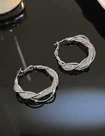 Fashion Silver Alloy Geometric Mesh Tube Twisted Hollow Earrings