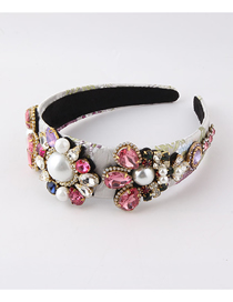 Fashion Pink Fabric Diamond Wide-brimmed Headband