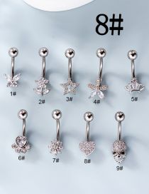 Fashion 8# Titanium Steel Set Zirconium Geometric Pierced Stud Earrings