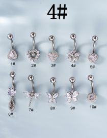 Fashion 4# Titanium Steel Set Zirconium Geometric Pierced Stud Earrings