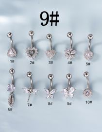 Fashion 9# Titanium Steel Set Zirconium Geometric Pierced Stud Earrings