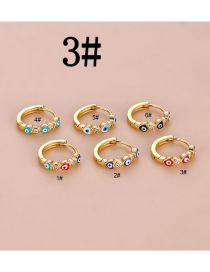 Fashion 3# Metal Diamond Drop Oil Eye Round Pierced Earrings