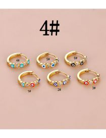 Fashion 4# Metal Diamond Drop Oil Eye Round Pierced Earrings
