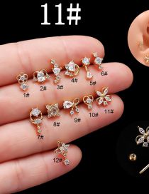 Fashion 11# Gold Titanium Steel Set Zirconium Geometric Pierced Stud Earrings