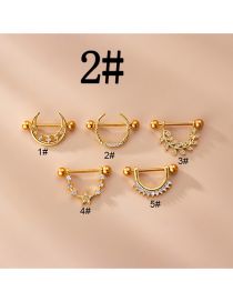 Fashion 2# Gold Titanium Steel Inlaid Zirconium Moon Star Leaf Piercing Breast Nails