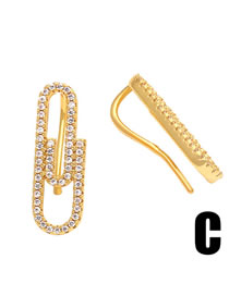 Fashion C Geometric Zirconium Stud Earrings
