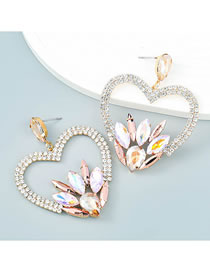 Fashion Gold Dust Alloy Diamond Heart Stud Earrings