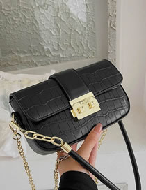 Fashion Black Crocodile Lock Flap Crossbody Bag