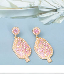 Fashion Pink Alloy Diamond Ice Cream Stud Earrings