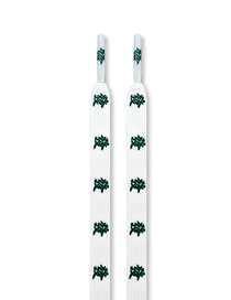 Fashion A Pair Of 160cm White Shoelaces With Green Characters Polyester White Bottom Green Word Fa Cai Shoelaces