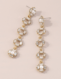 Fashion Gold Alloy Diamond Geometric Cutout Square Earrings
