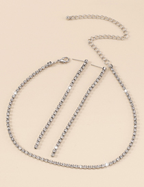 Fashion White K Geometric Diamond Claw Chain Earrings Necklace Bracelet